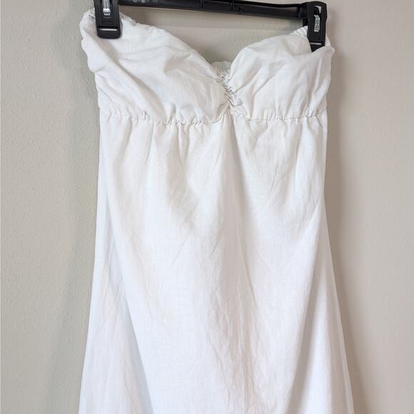 Tommy Bahama White & Blue Strapless Nautical Linen Blend Maxi Dress Size Small - Picture 2 of 10